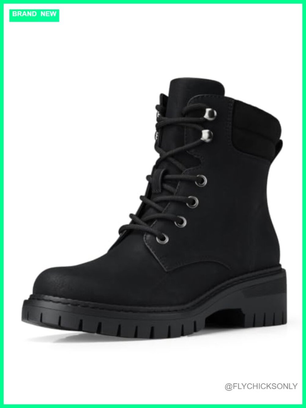 TEMOFON Water Resistant Faux Leather Ankle Combat Boots Side Zipper